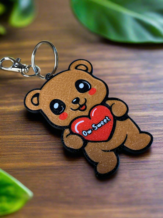 “Ow-Sweet” Teddy Bear Keychain